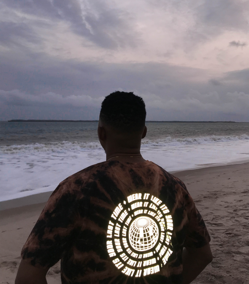 Bleach Wash with Reflective Print Graphic Tee - Image 2