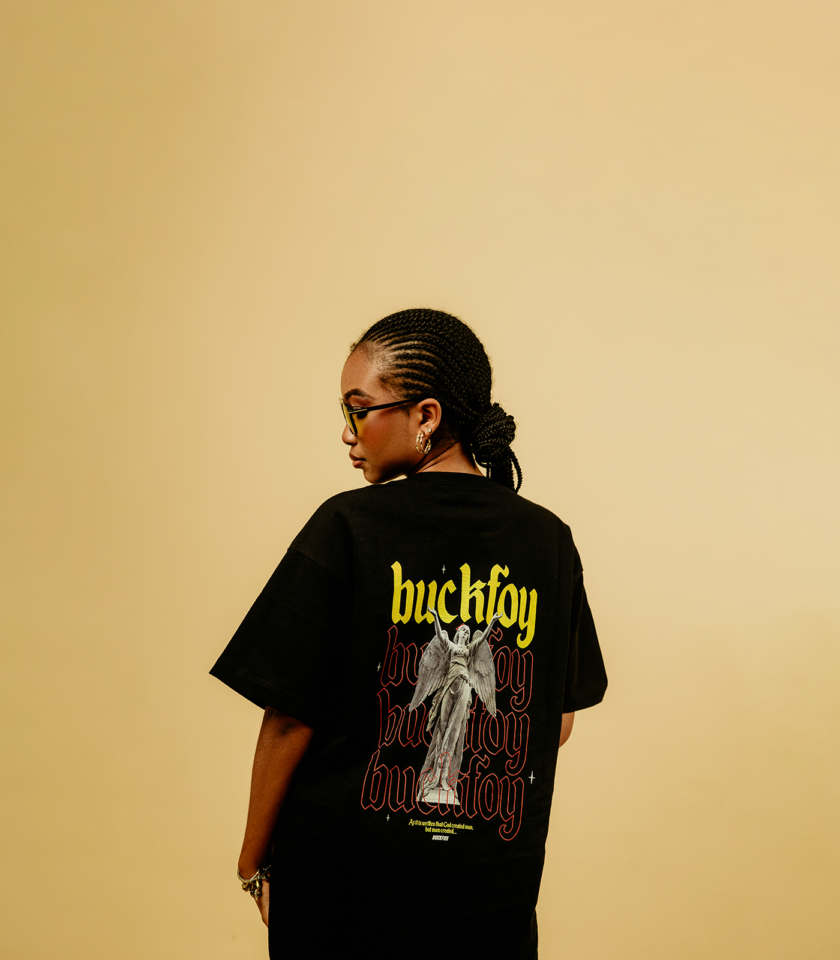 BuckFoy Hand Of God Graphic Boxy Tee in Black - Image 3