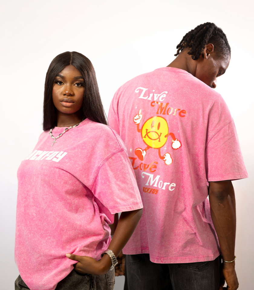 More Love Unisex Graphic Tee in Pink Acid Wash