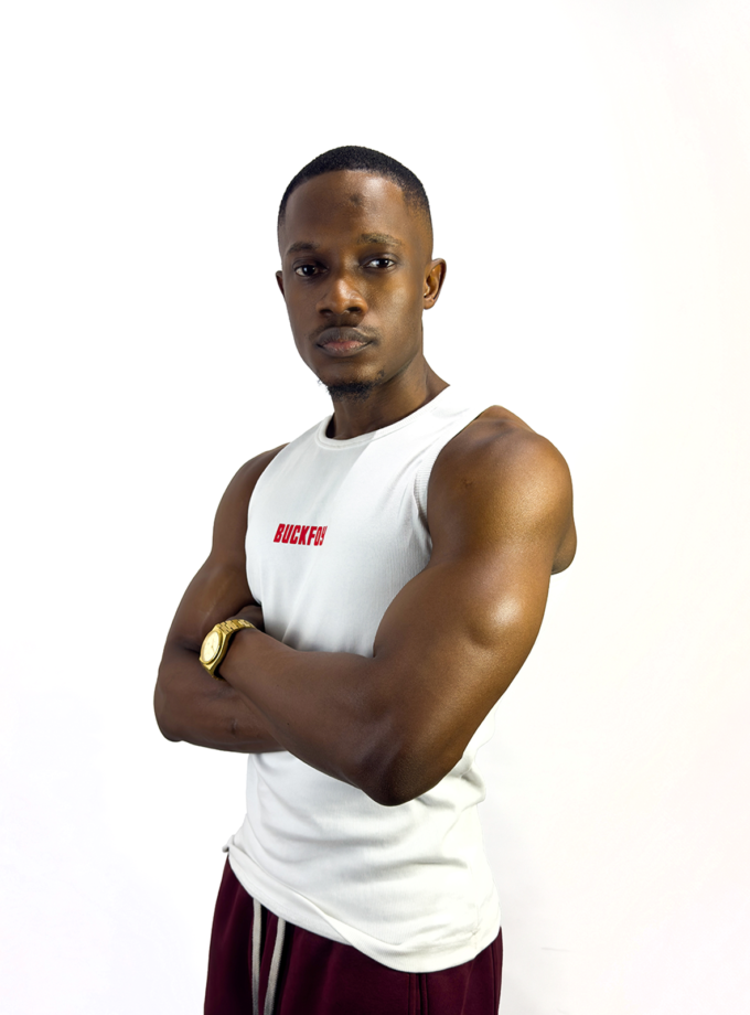 Vinyl Logo Muscle Fit Ribbed Vest in White