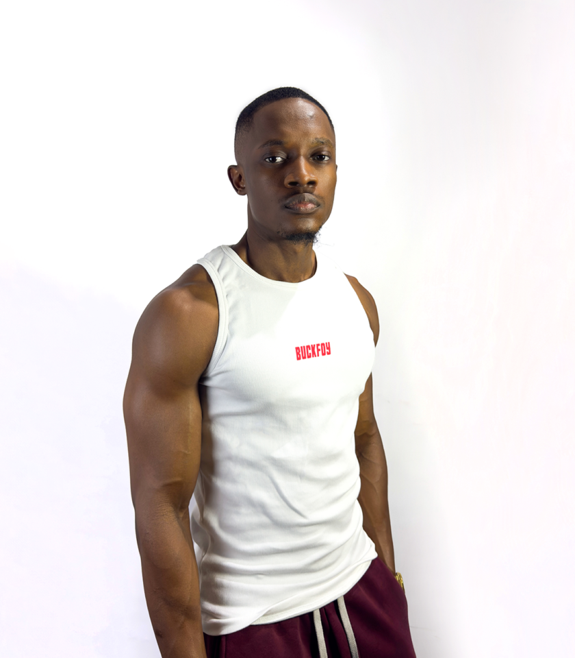 Vinyl Logo Muscle Fit Ribbed Vest in White - Image 4