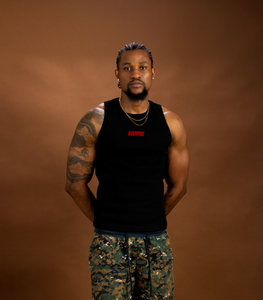 Vinyl Logo Muscle Fit Ribbed Vest in Black
