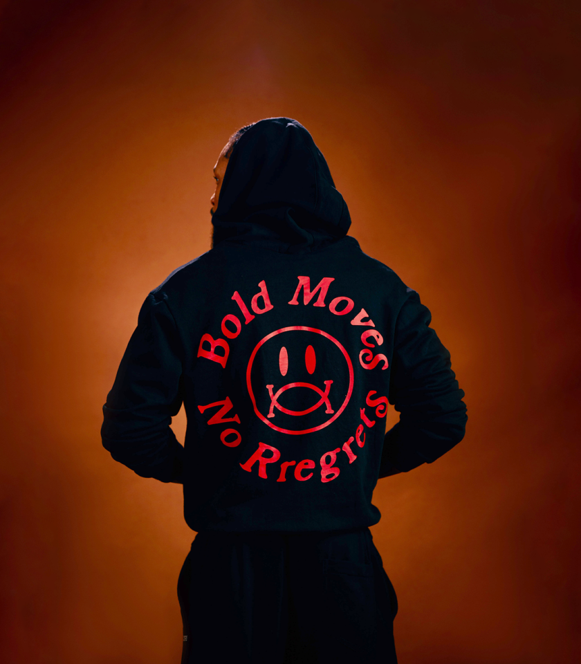 Rhinestone Logo Heavyweight Oversized Zip Through Hoodie 400gsm in Black - Image 7