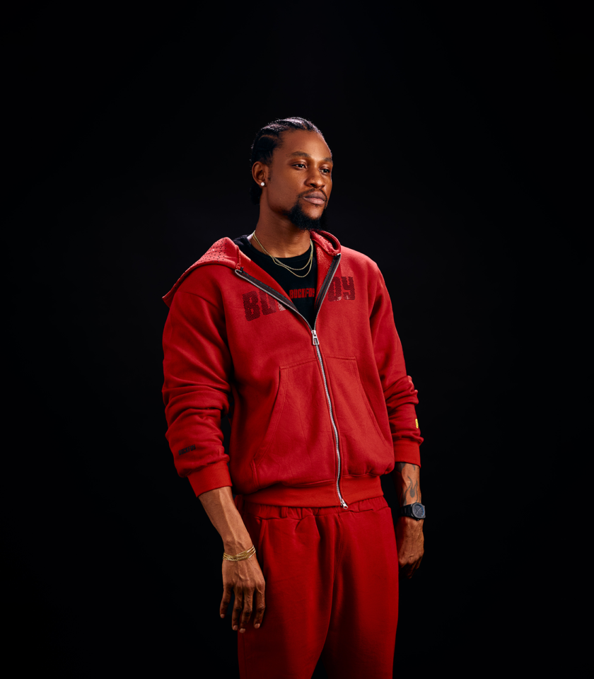 Rhinestone Logo Heavyweight Oversized Zip Through Hoodie 400gsm in Red - Image 7