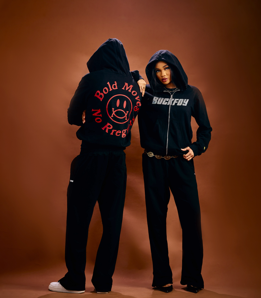 Logo Adjustable Leg Unisex Sweatpants in Black - Image 2