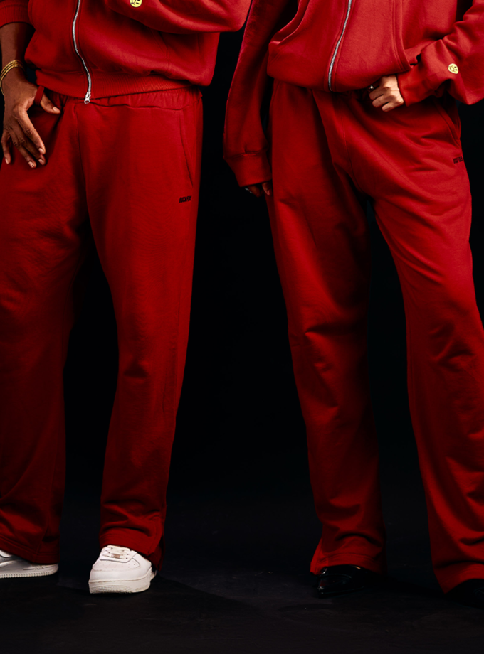 Logo Adjustable Leg Unisex Sweatpants in Red