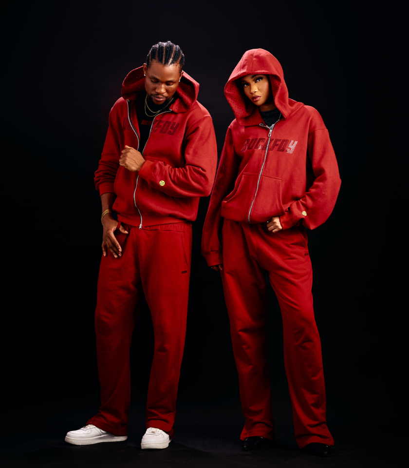 Logo Adjustable Leg Unisex Sweatpants in Red - Image 2