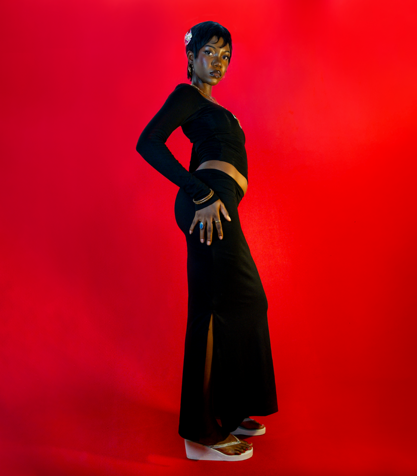 Polyester Blend Maxi Skirt in Black - Image 5