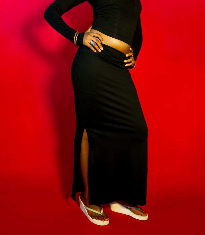 Polyester Blend Maxi Skirt in Black - Image 4