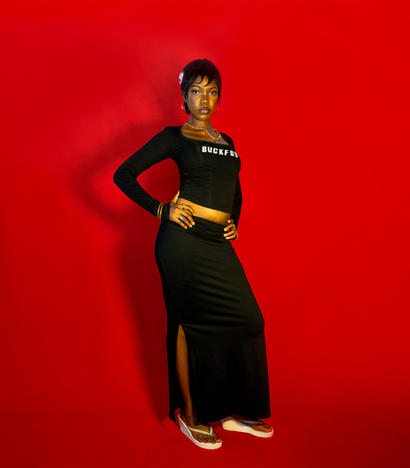 Polyester Blend Maxi Skirt in Black - Image 3