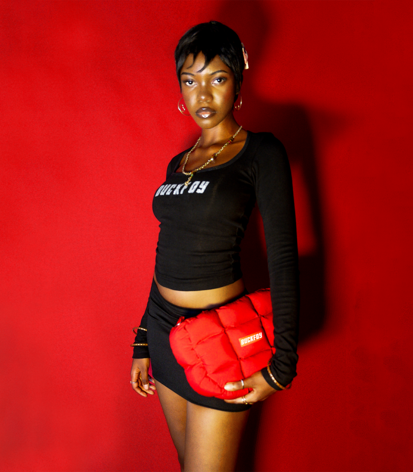 Polyester Blend Mini Skirt in Black - Image 2