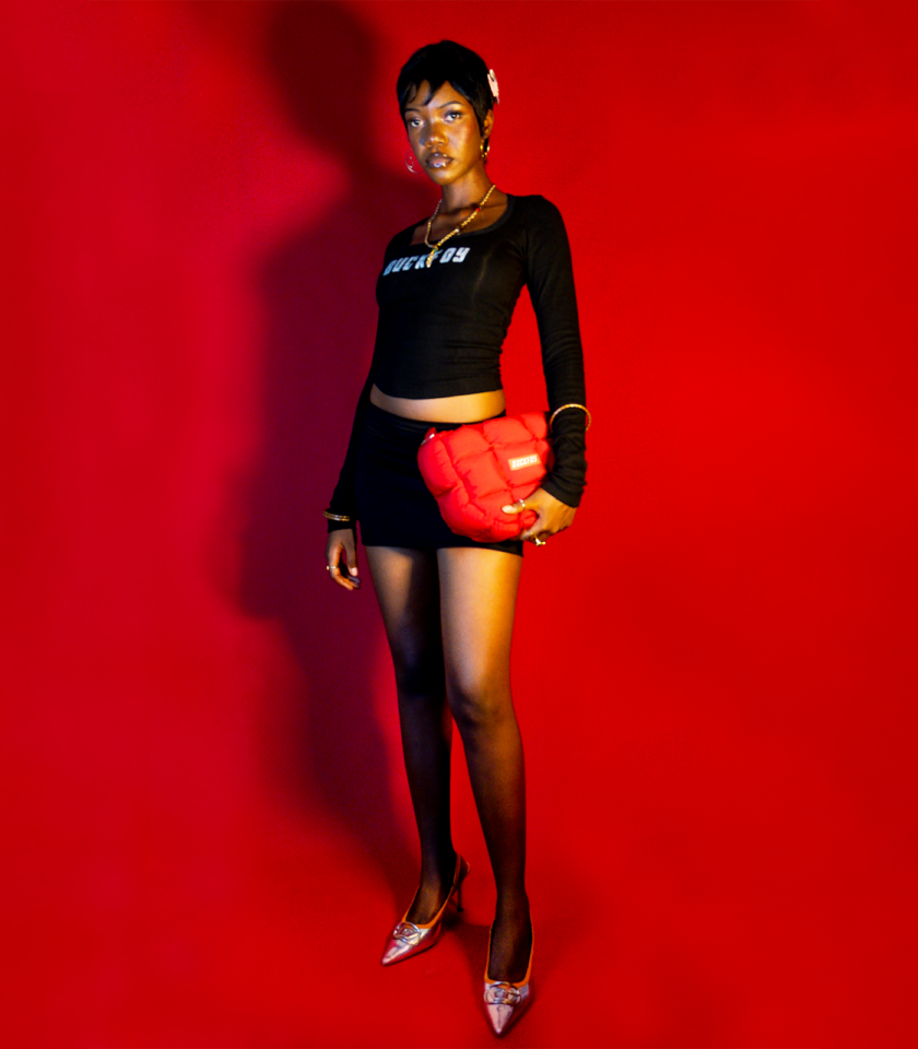 Polyester Blend Mini Skirt in Black - Image 4