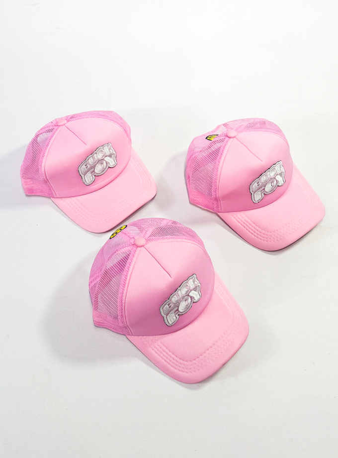 BuckFoy Snap Back Trucker Hat in Baby Pink