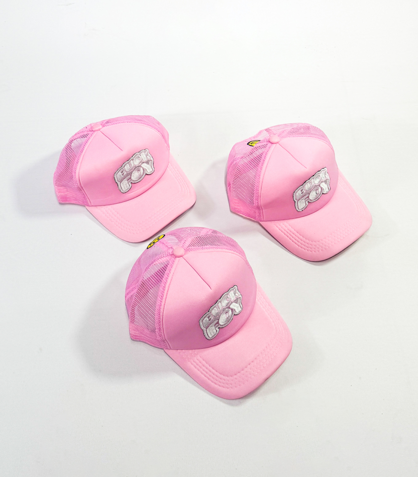 BuckFoy Snap Back Trucker Hat in Baby Pink