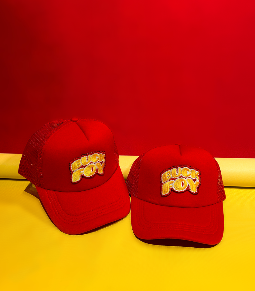 BuckFoy Snap Back Trucker Hat in Red - Image 2