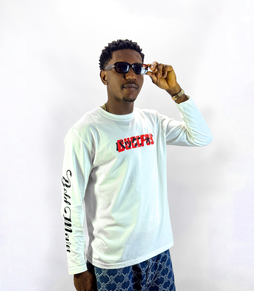 Dragon Long Sleeve Unisex Graphic Tee in White - Image 2