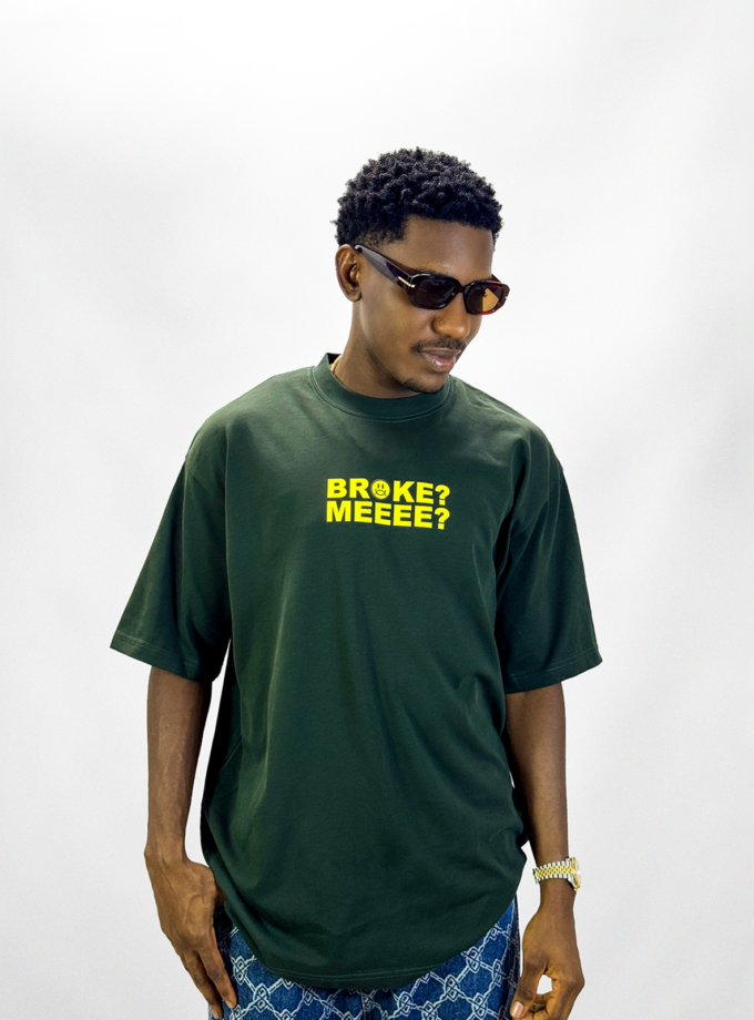 Never Broke  Graphic Tee in Army Green