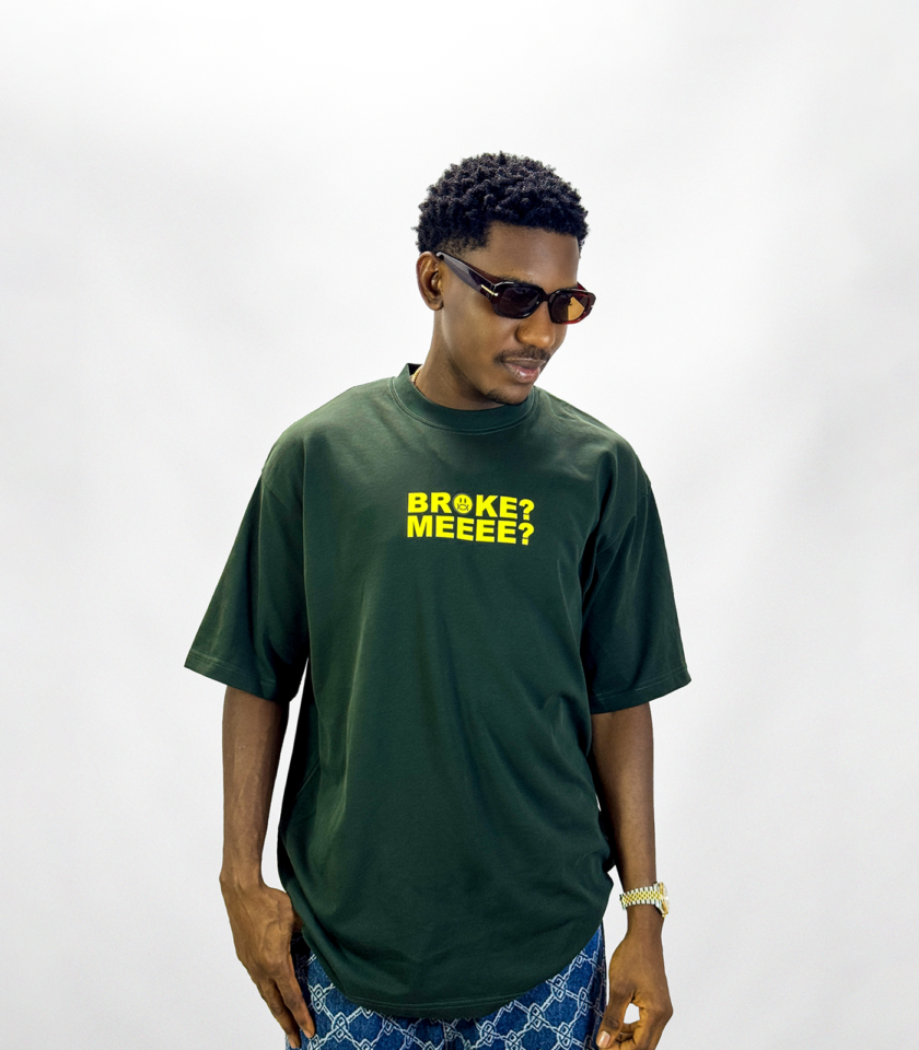 Never Broke  Graphic Tee in Army Green