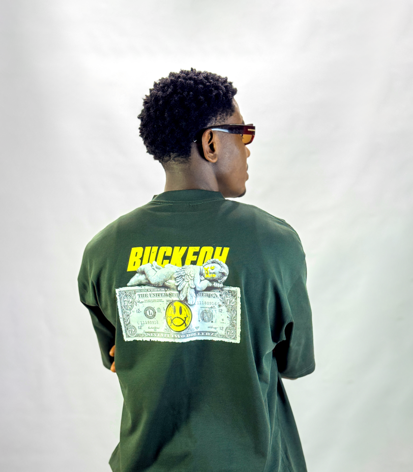Never Broke  Graphic Tee in Army Green - Image 2