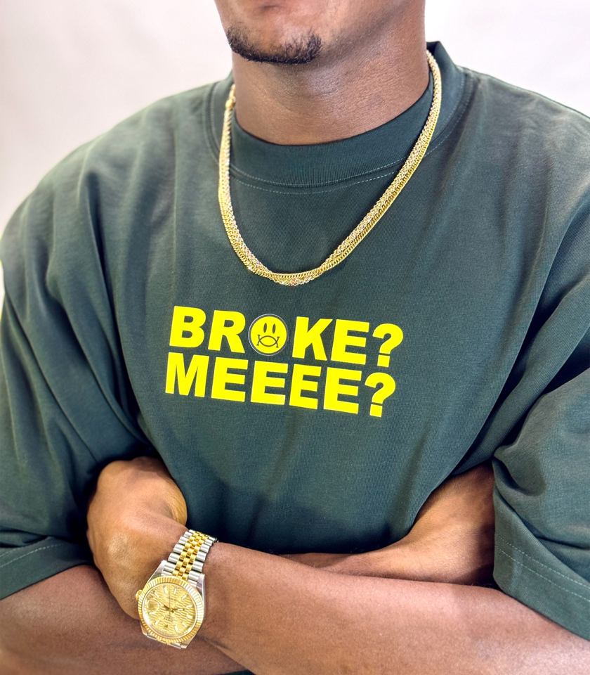 Never Broke  Graphic Tee in Army Green - Image 3