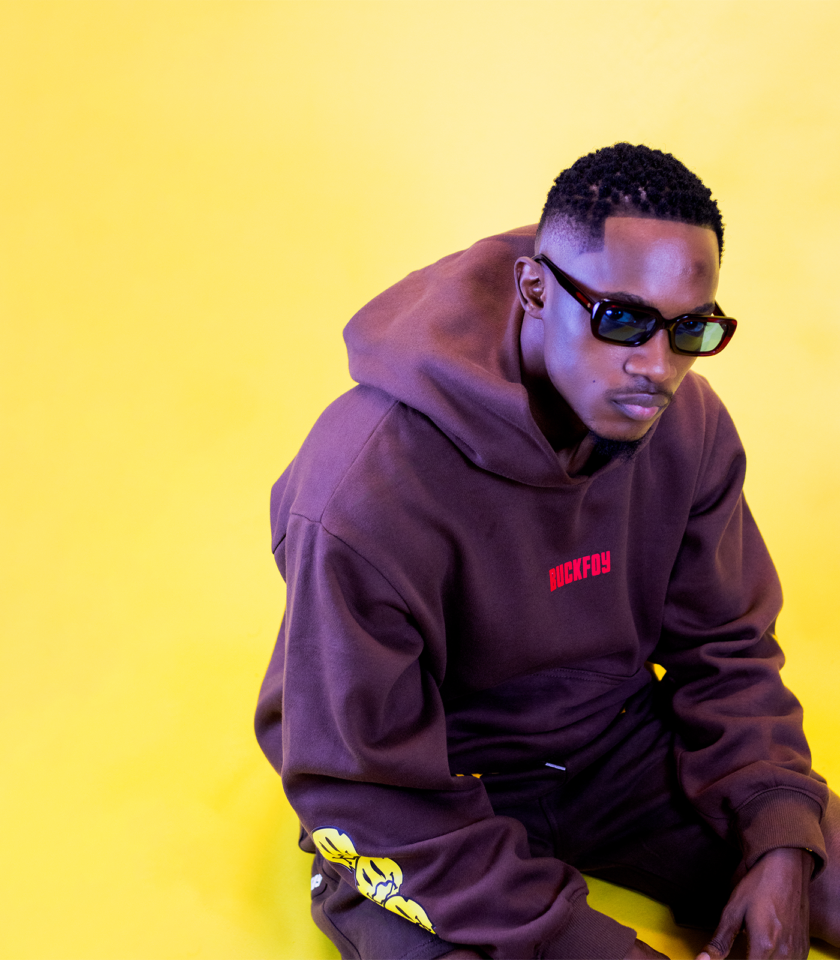 Oversized Hoodie with Chest Logo in Brown - Image 2