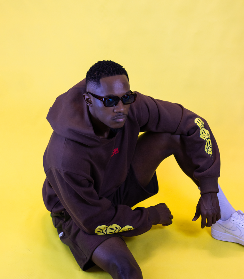 Oversized Hoodie with Chest Logo in Brown - Image 4