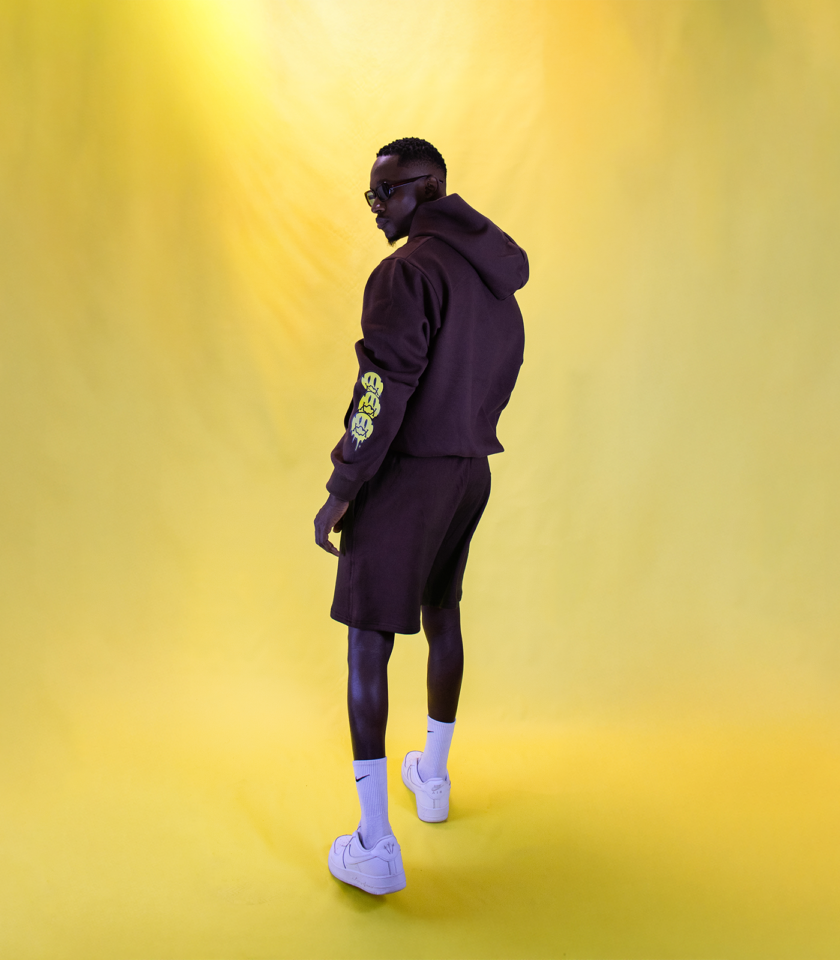 Oversized Hoodie with Chest Logo in Brown - Image 3