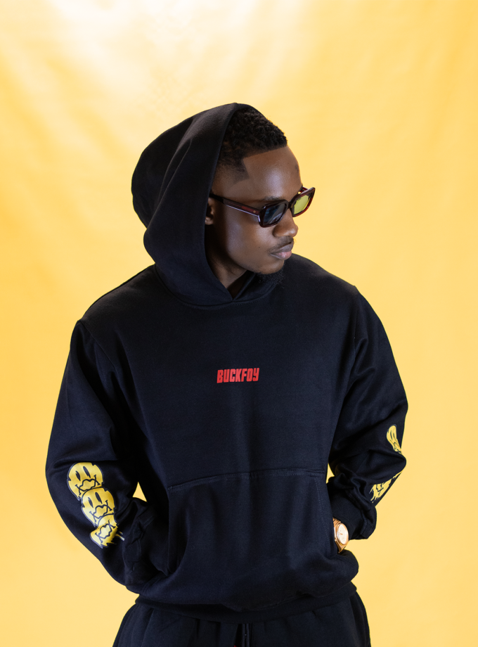 Oversized Hoodie with Chest Logo in Black