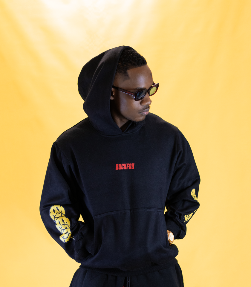 Oversized Hoodie with Chest Logo in Black