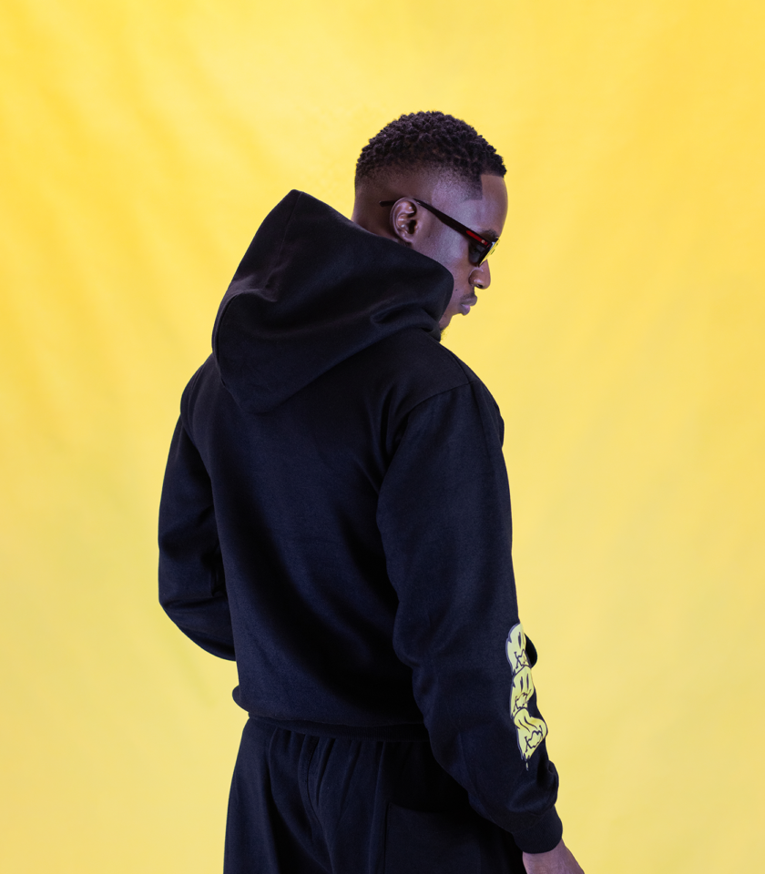 Oversized Hoodie with Chest Logo in Black - Image 4