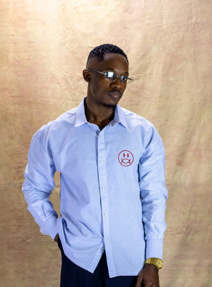 Linen Stripped Shirt - Light Blue