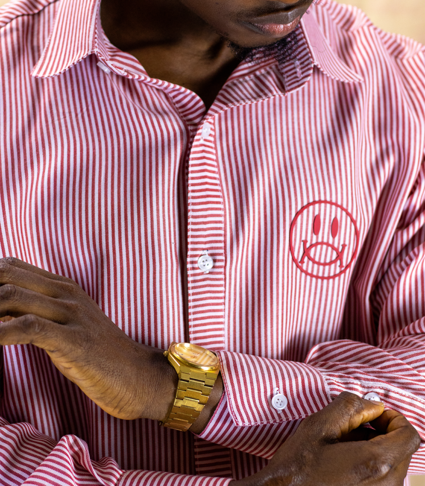 Linen Stripped Shirt - Red - Image 3